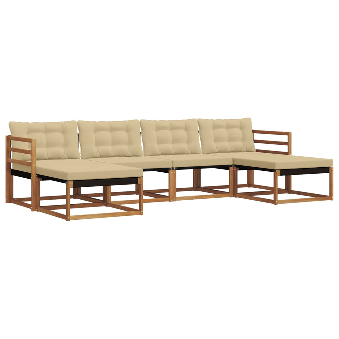 Udendørs sofagruppe med pude 6 pcs Naturlig og Beige