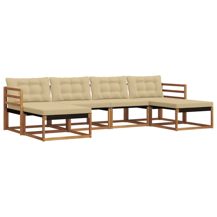 Udendørs sofagruppe med pude 6 pcs Naturlig og Beige