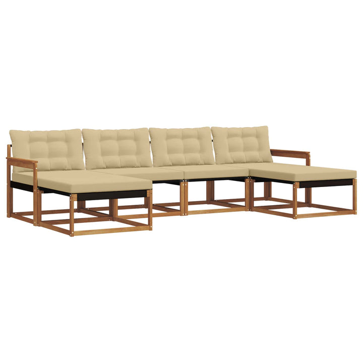 Udendørs sofagruppe med pude 6 pcs Naturlig og Beige