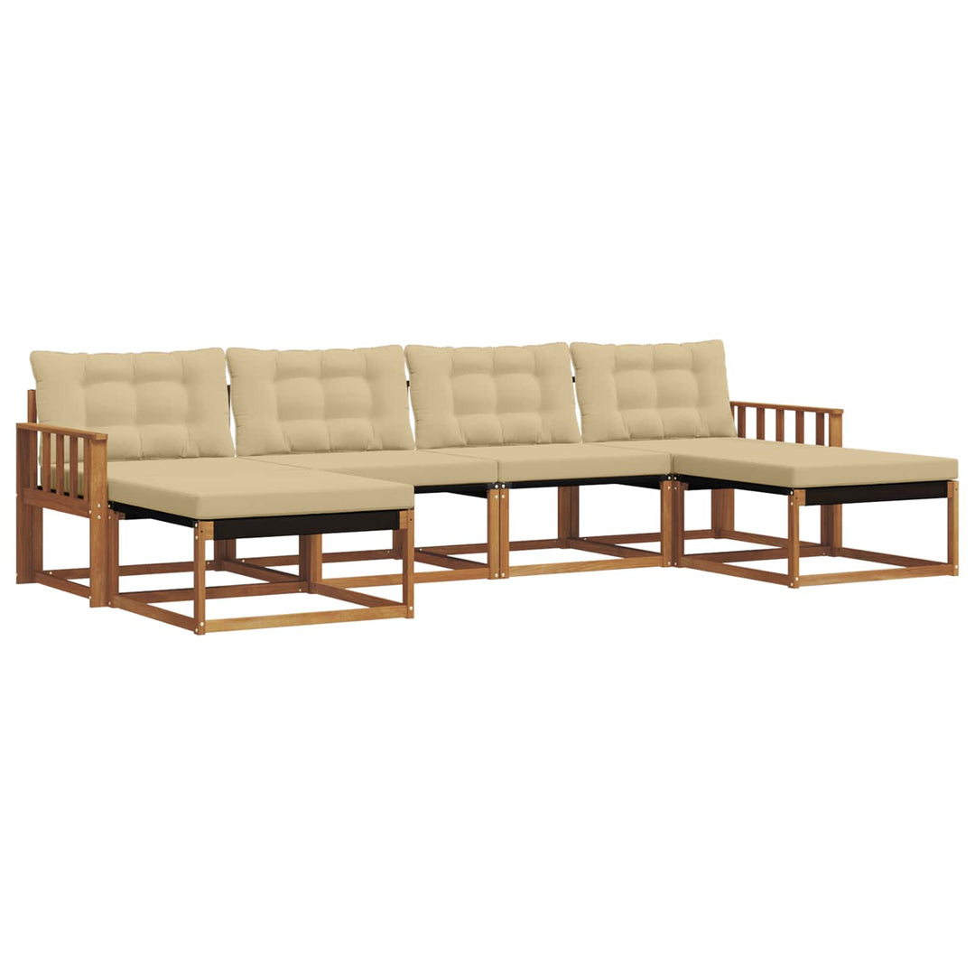 Udendørs sofagruppe med pude 6 pcs Naturlig og Beige