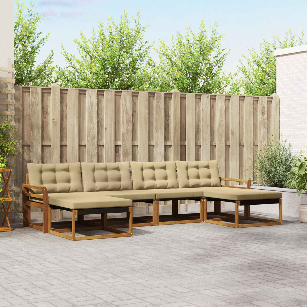 Udendørs sofagruppe med pude 6 pcs Naturlig og Beige