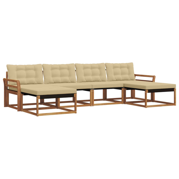 Udendørs sofagruppe med pude 6 pcs Naturlig og Beige
