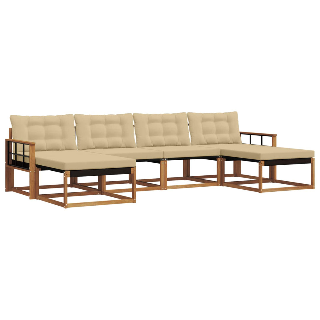 Udendørs sofagruppe med pude 6 pcs Naturlig og Beige