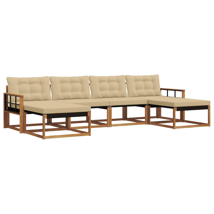 Udendørs sofagruppe med pude 6 pcs Naturlig og Beige