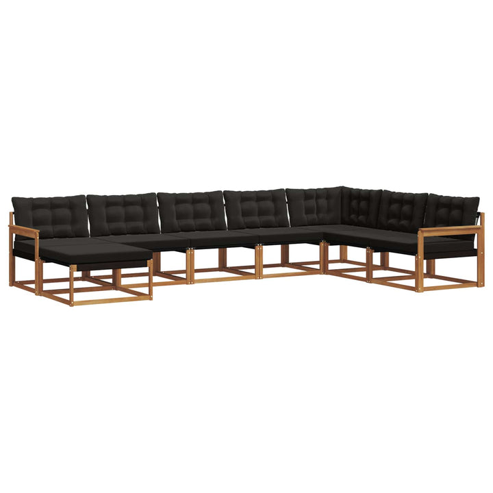 Udendørs sofagruppe med pude 8 pcs Naturlig og sort