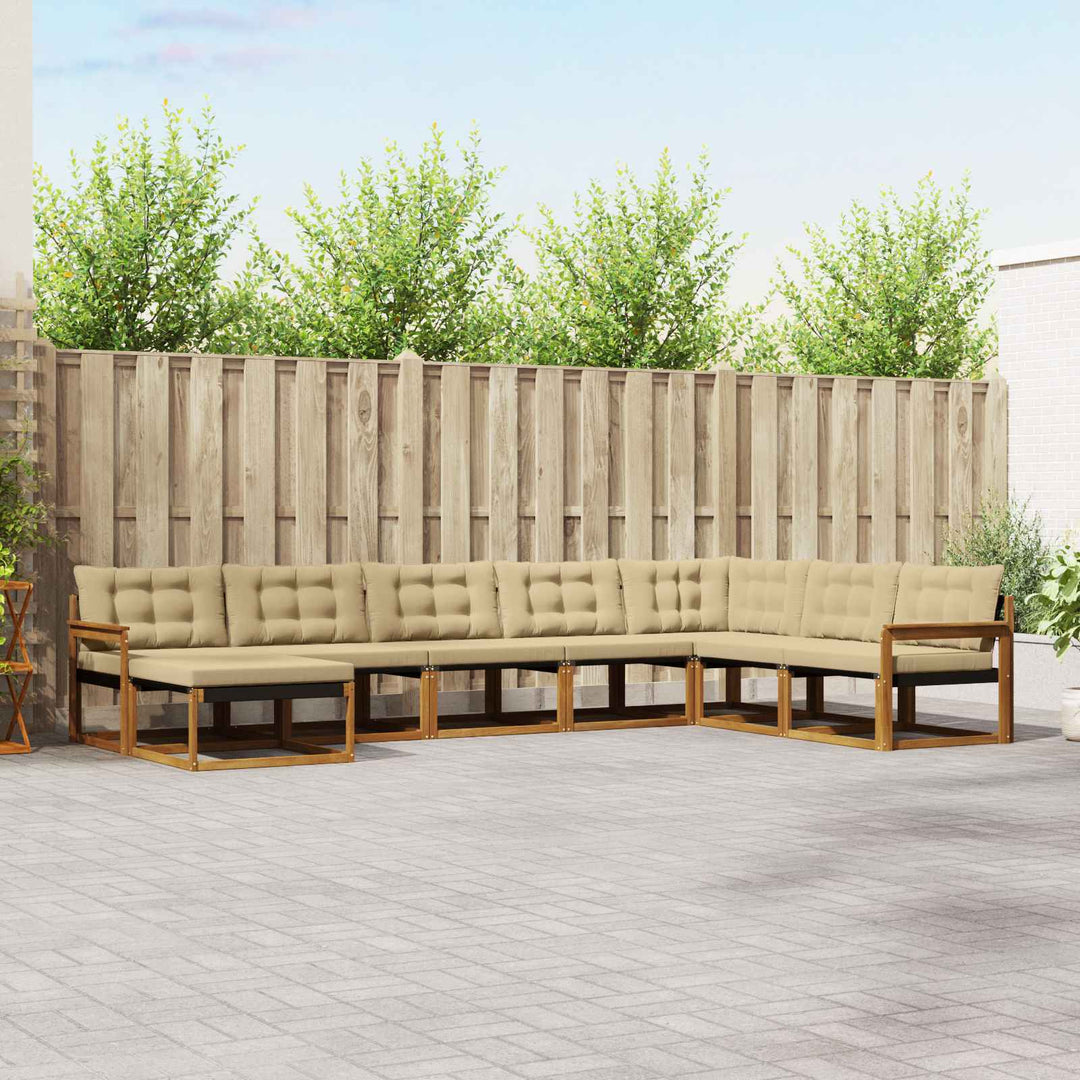Udendørs sofagruppe med pude 8 pcs Naturlig og Beige