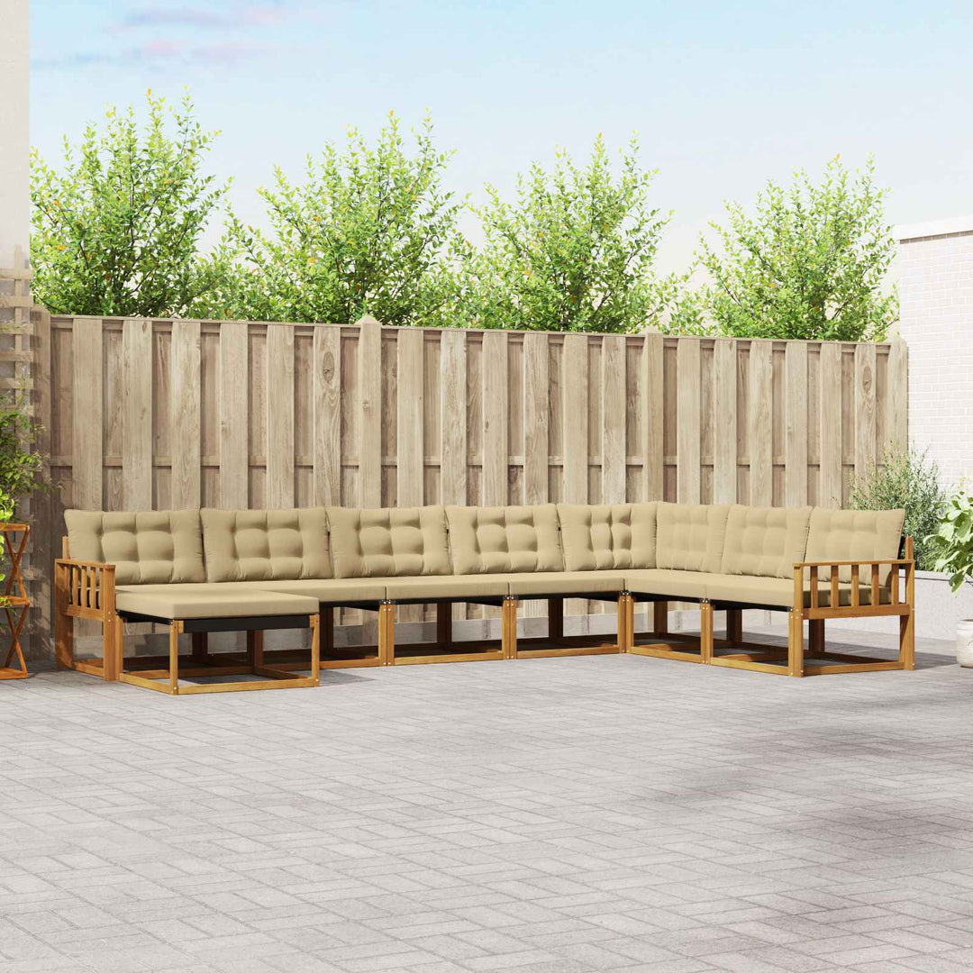 Udendørs sofagruppe med pude 8 pcs Naturlig og Beige