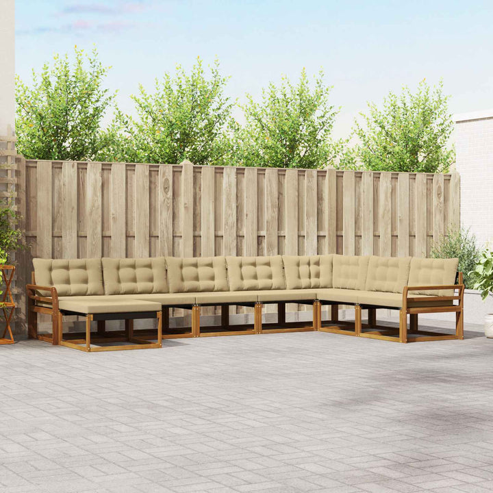 Udendørs sofagruppe med pude 8 pcs Naturlig og Beige