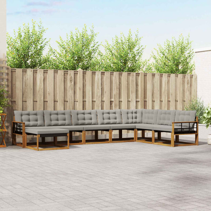 Udendørs sofagruppe med pude 8 pcs Naturlig og Lys Grå