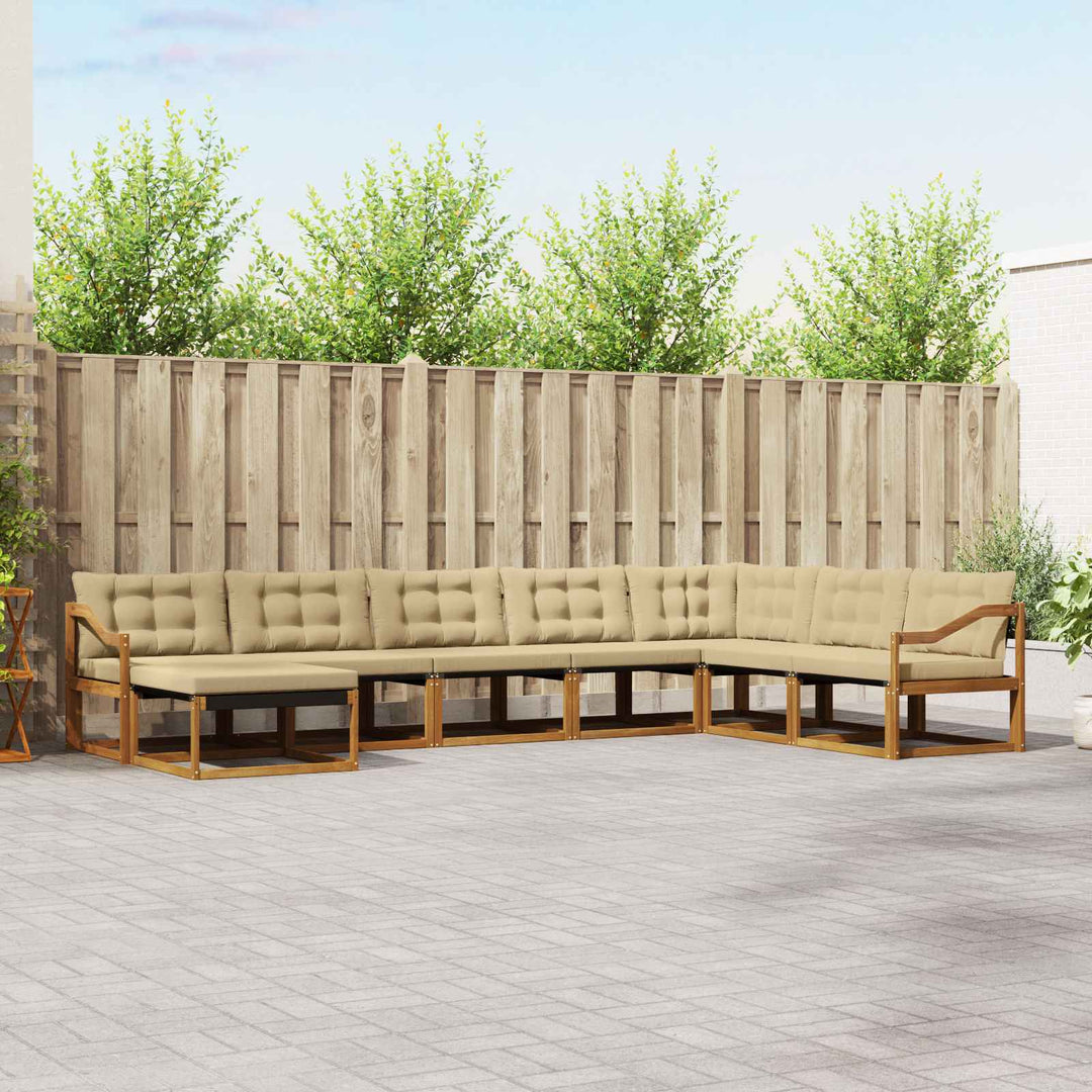 Udendørs sofagruppe med pude 8 pcs Naturlig og Beige