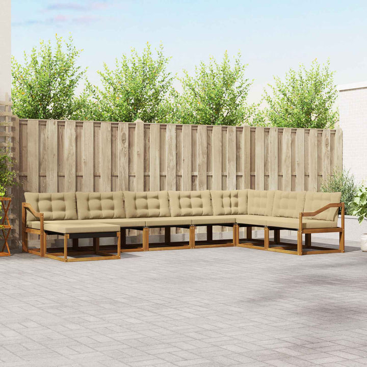 Udendørs sofagruppe med pude 8 pcs Naturlig og Beige
