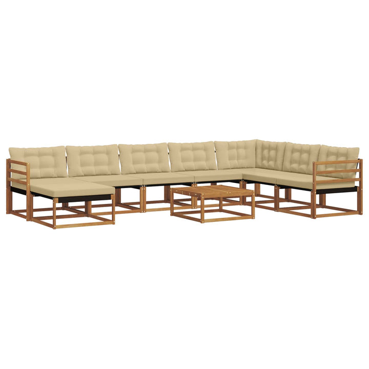 Udendørs sofagruppe 9 pcs Naturlig og Beige Massivt Akacietræ