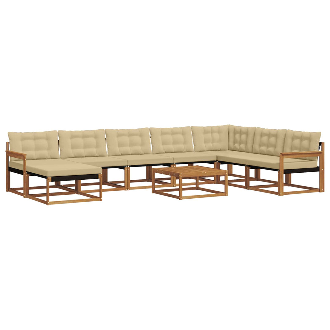 Udendørs sofagruppe 9 pcs Naturlig og Beige Massivt Akacietræ