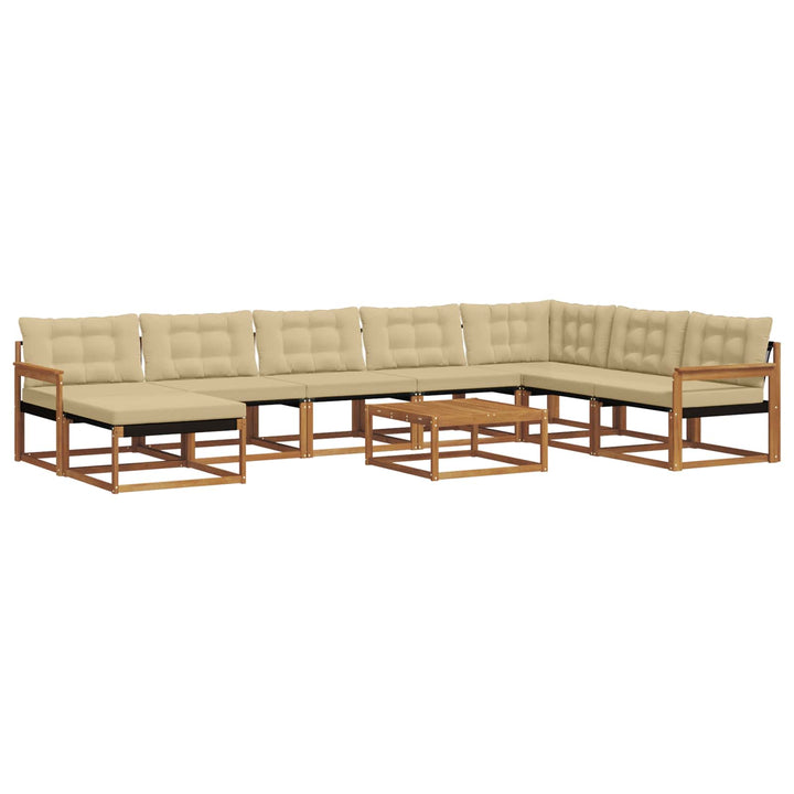Udendørs sofagruppe 9 pcs Naturlig og Beige Massivt Akacietræ