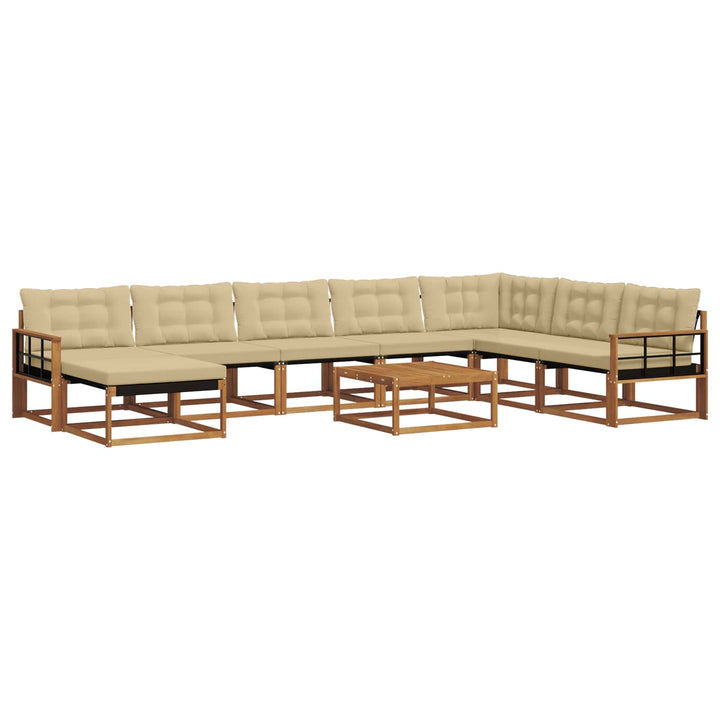 Udendørs sofagruppe 9 pcs Naturlig og Beige Massivt Akacietræ