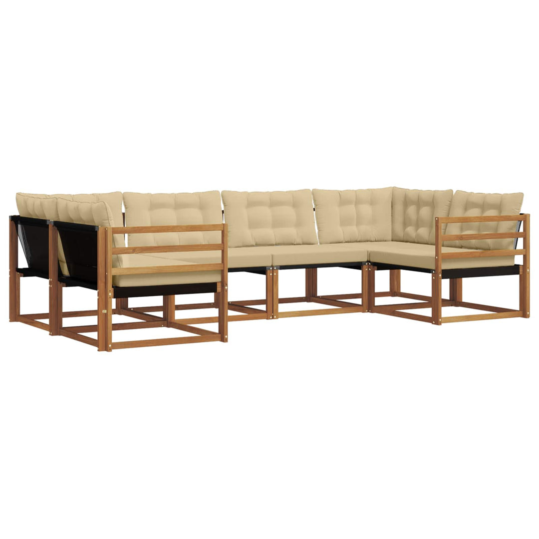Udendørs sofagruppe med pude 6 pcs Naturlig og Beige