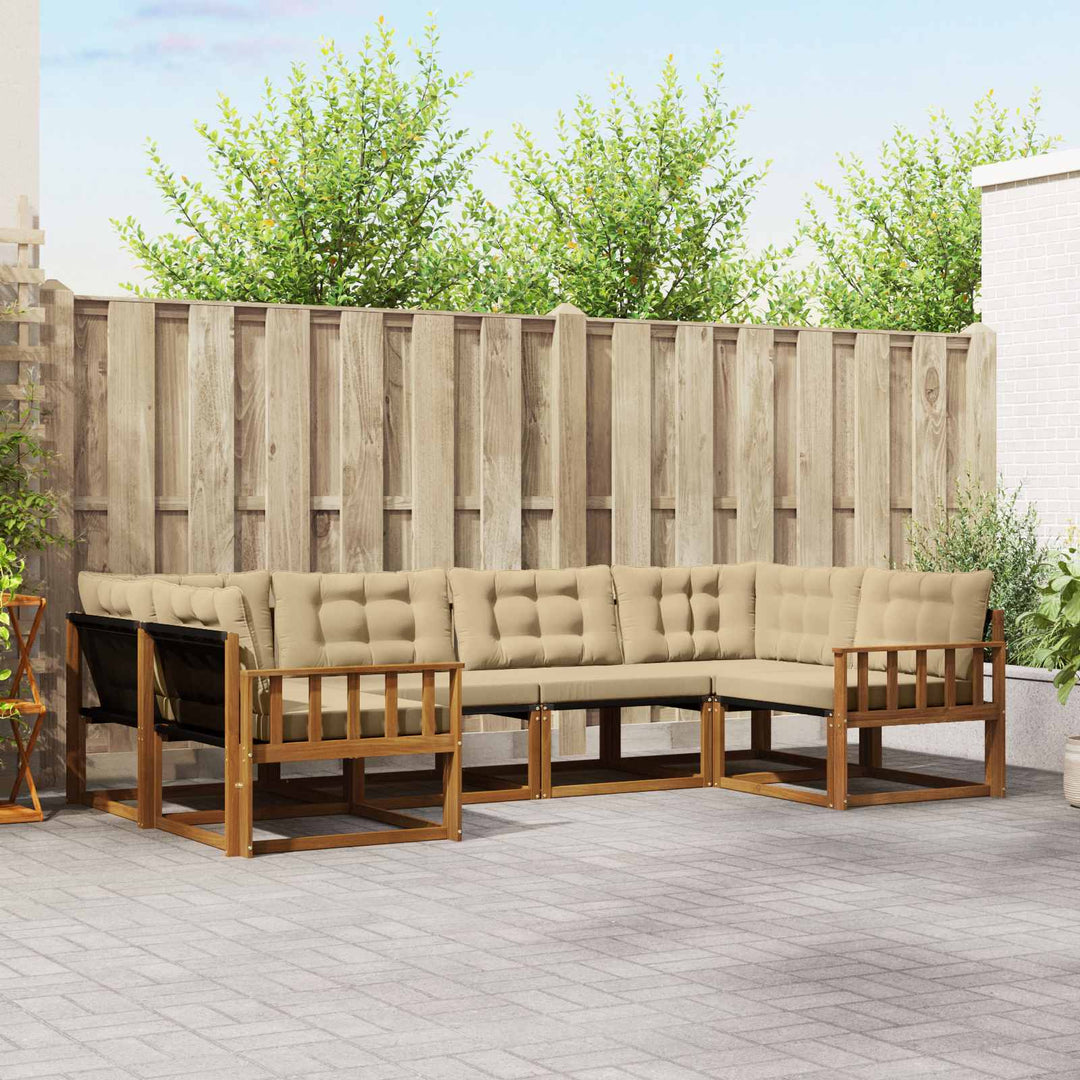 Udendørs sofagruppe med pude 6 pcs Naturlig og Beige