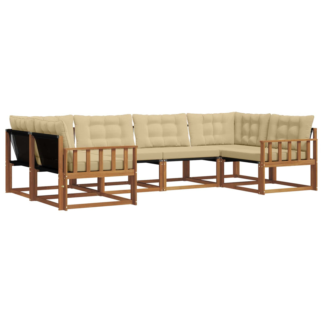 Udendørs sofagruppe med pude 6 pcs Naturlig og Beige
