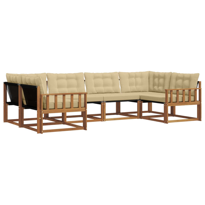 Udendørs sofagruppe med pude 6 pcs Naturlig og Beige