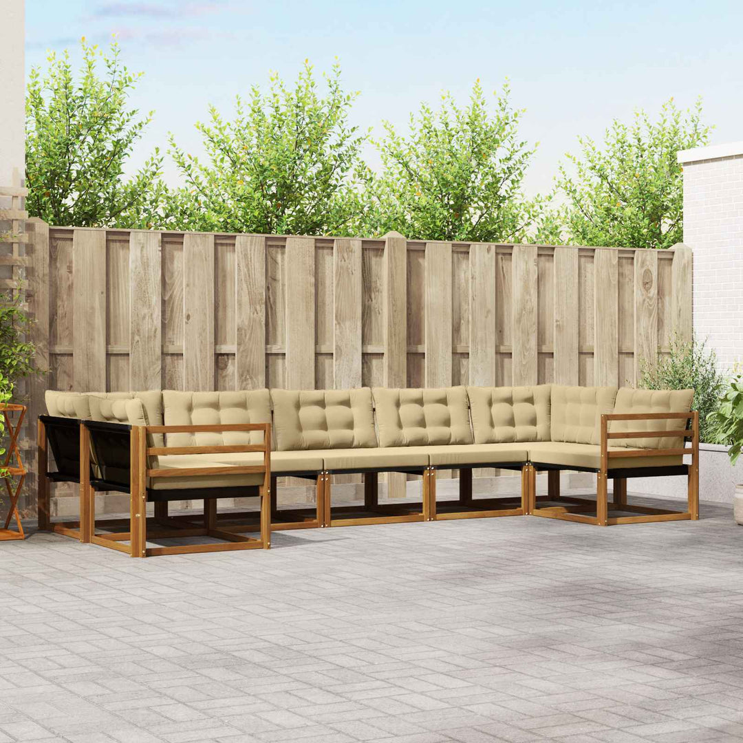 Udendørs sofagruppe med pude 7 pcs Naturlig og Beige