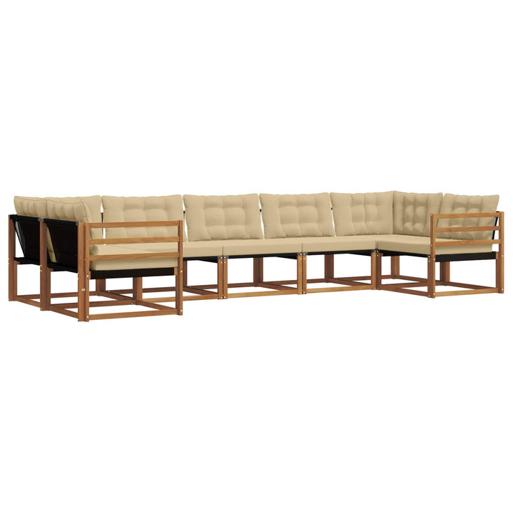 Udendørs sofagruppe med pude 7 pcs Naturlig og Beige