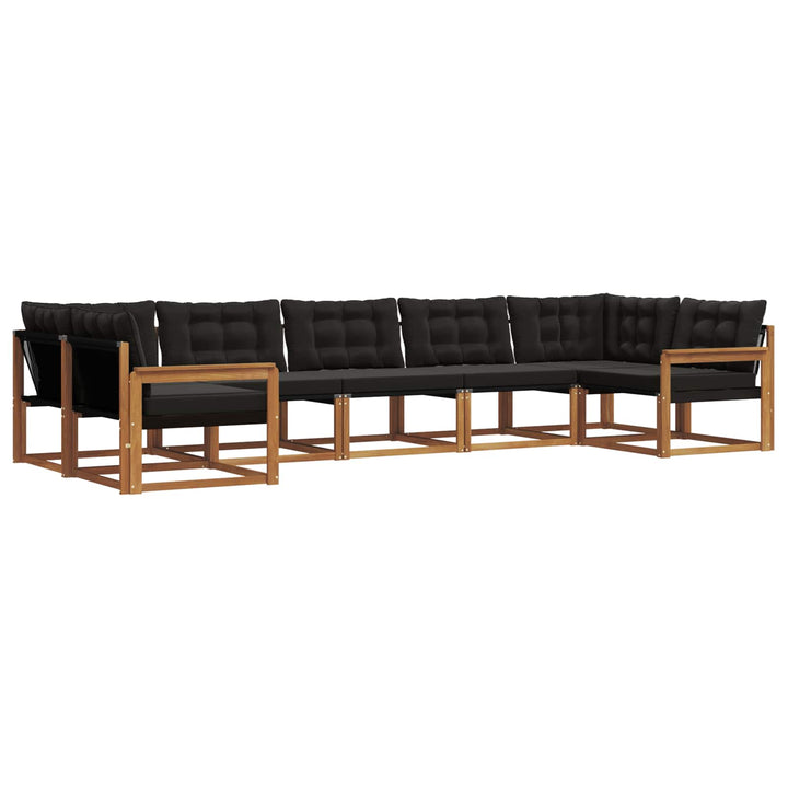 Udendørs sofagruppe med pude 7 pcs Naturlig og sort