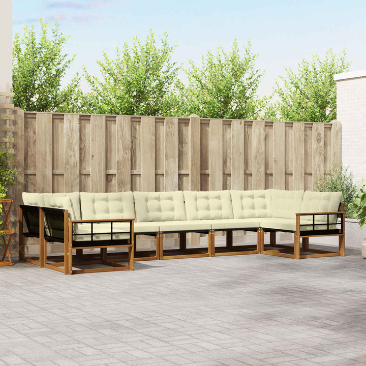 Udendørs sofagruppe med pude 7 pcs Naturlig og Fløde