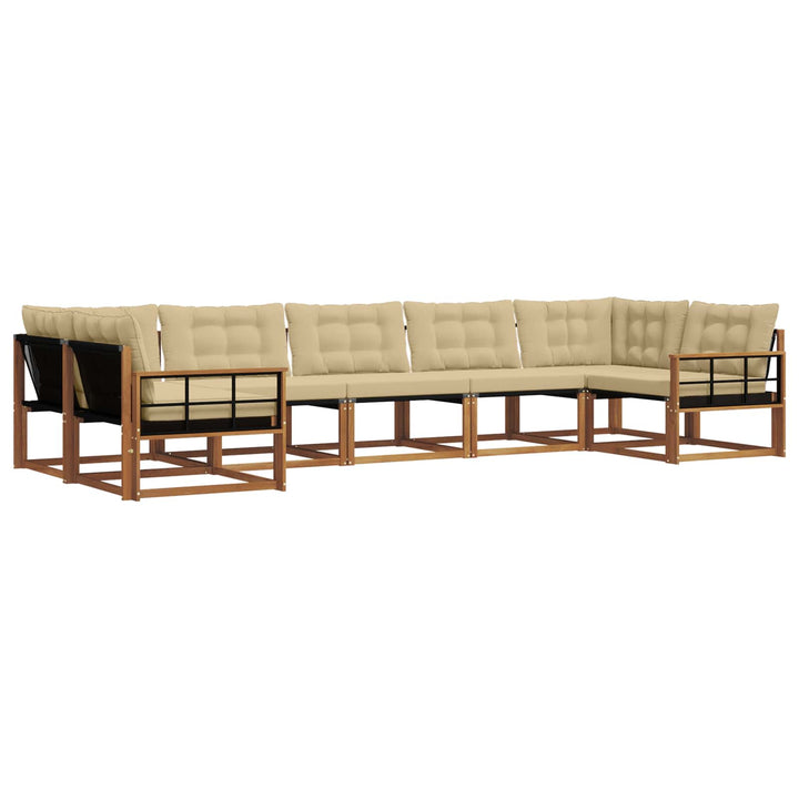 Udendørs sofagruppe med pude 7 pcs Naturlig og Beige