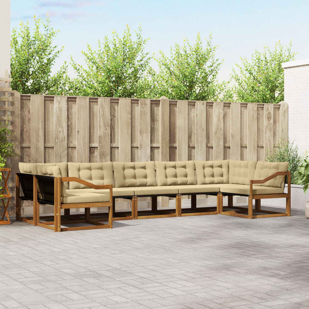 Udendørs sofagruppe med pude 7 pcs Naturlig og Beige