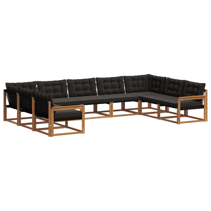 Udendørs sofagruppe med pude 9 pcs Naturlig og sort