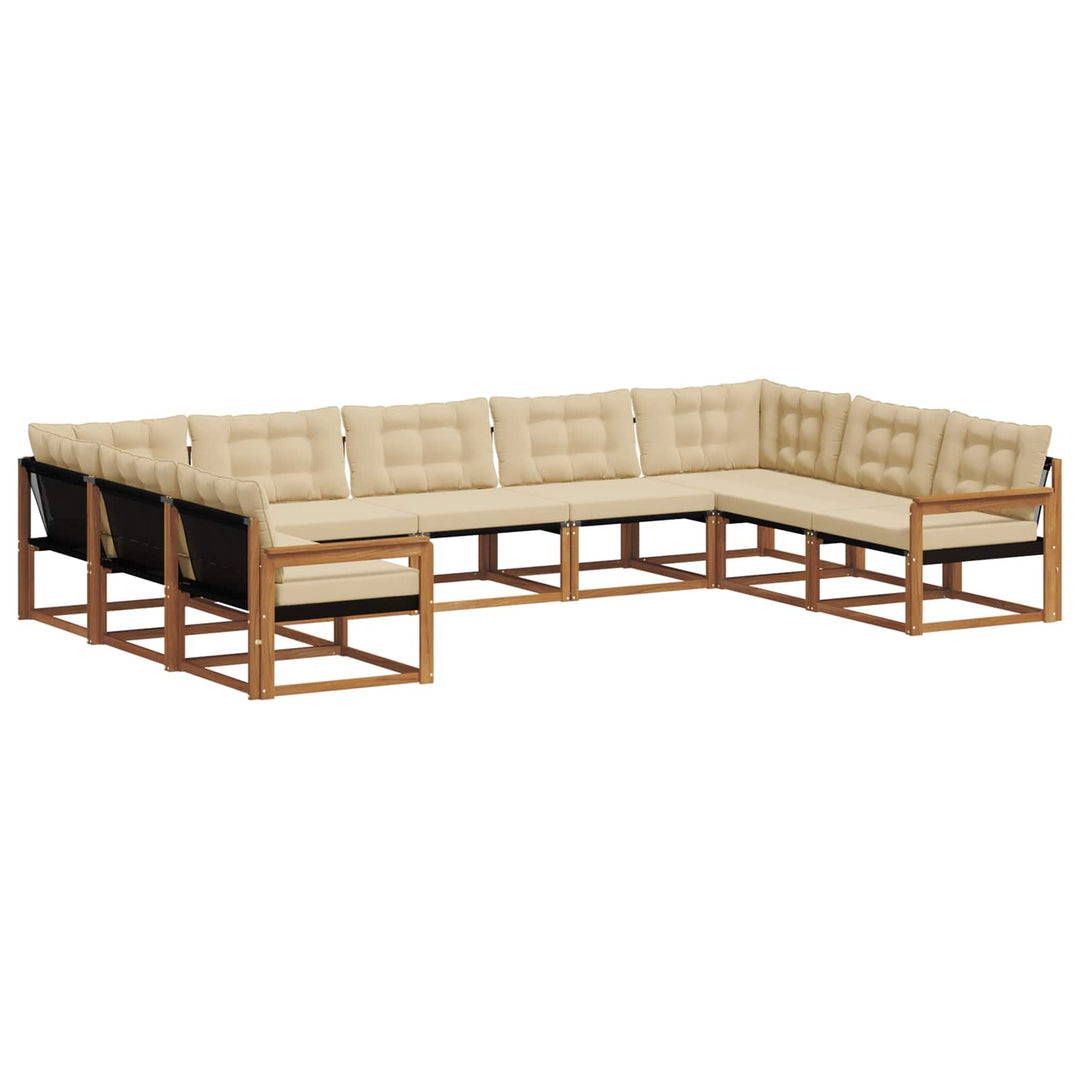 Udendørs sofagruppe med pude 9 pcs Naturlig og Beige