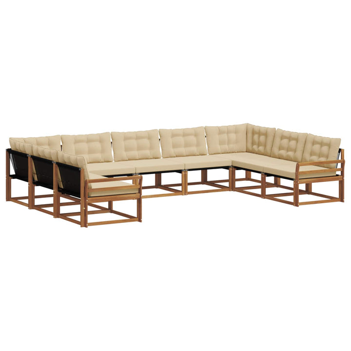 Udendørs sofagruppe med pude 9 pcs Naturlig og Beige