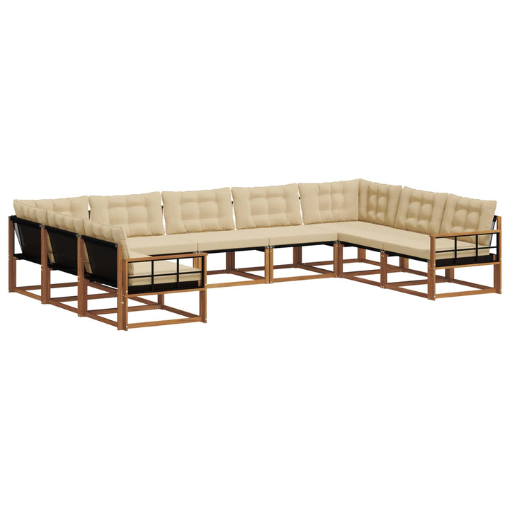 Udendørs sofagruppe med pude 9 pcs Naturlig og Beige