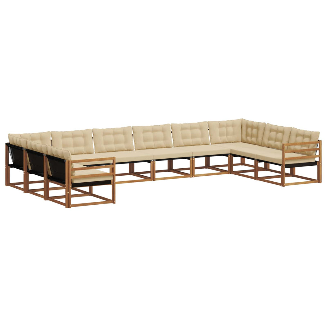 Udendørs sofagruppe med pude 10 pcs Naturlig og Beige