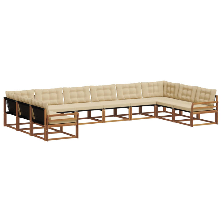 Udendørs sofagruppe med pude 10 pcs Naturlig og Beige