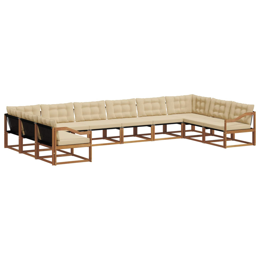 Udendørs sofagruppe med pude 10 pcs Naturlig og Beige
