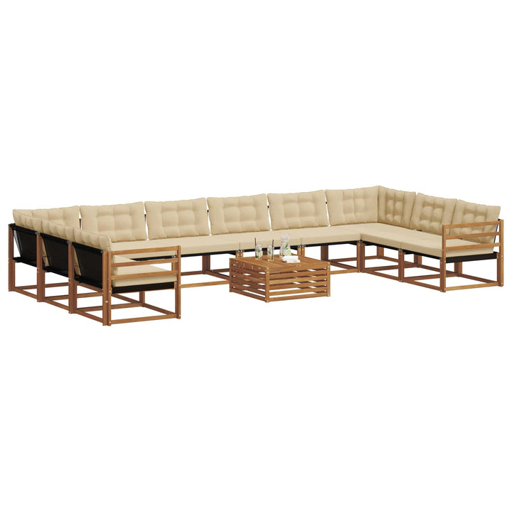 Udendørs sofagruppe med pude 11 pcs Naturlig og Beige