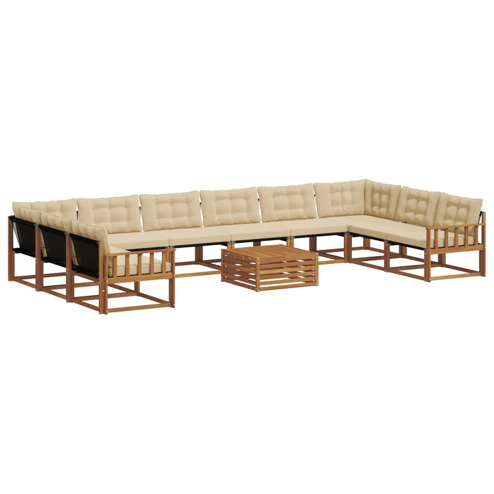 Udendørs sofagruppe med pude 11 pcs Naturlig og Beige