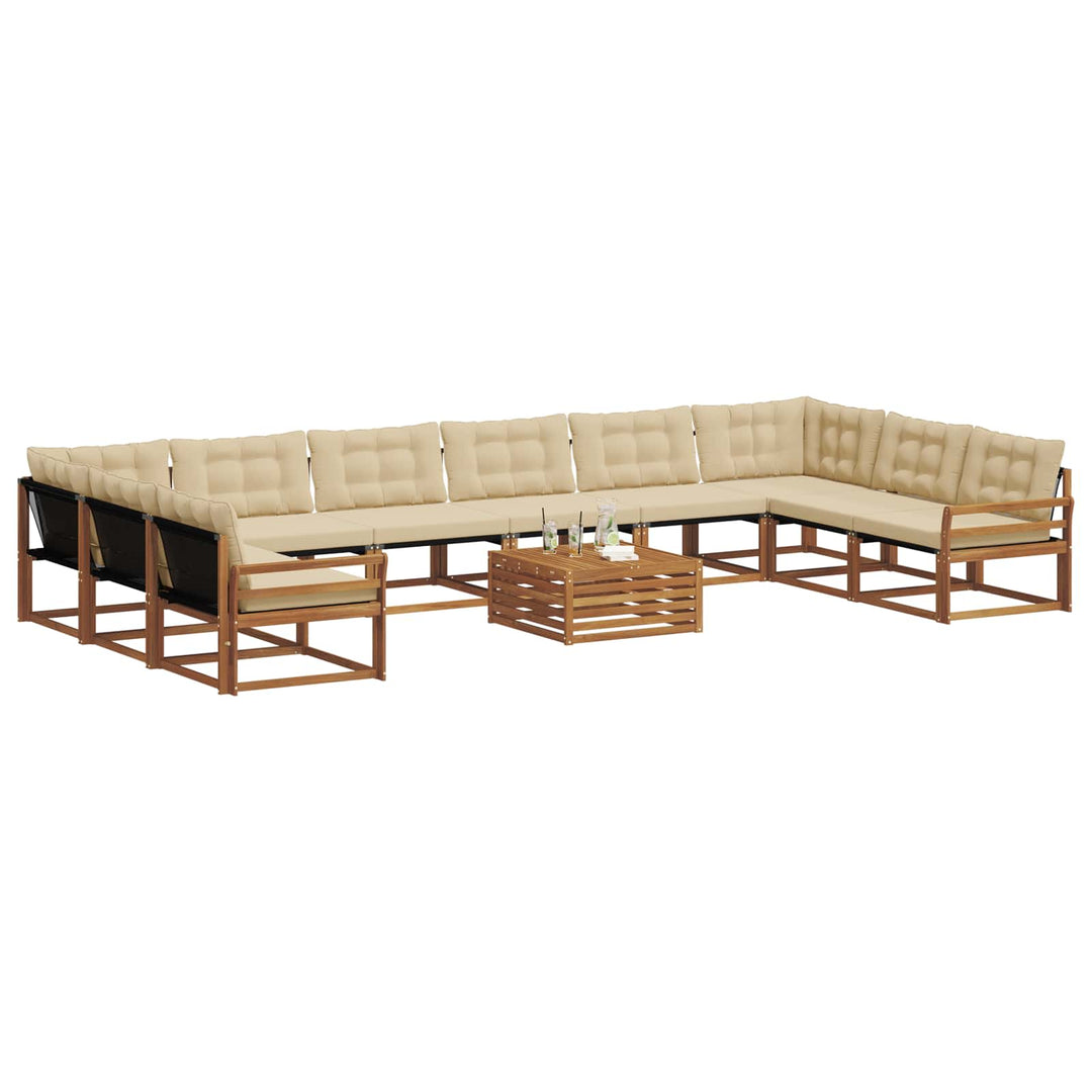 Udendørs sofagruppe med pude 11 pcs Naturlig og Beige