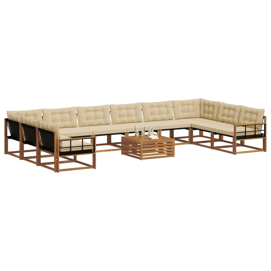 Udendørs sofagruppe med pude 11 pcs Naturlig og Beige