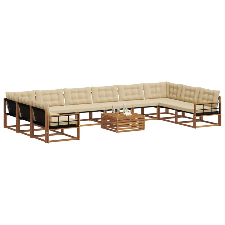Udendørs sofagruppe med pude 11 pcs Naturlig og Beige