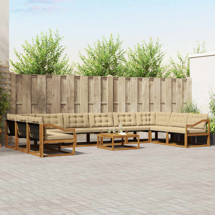 Udendørs sofagruppe med pude 11 pcs Naturlig og Beige