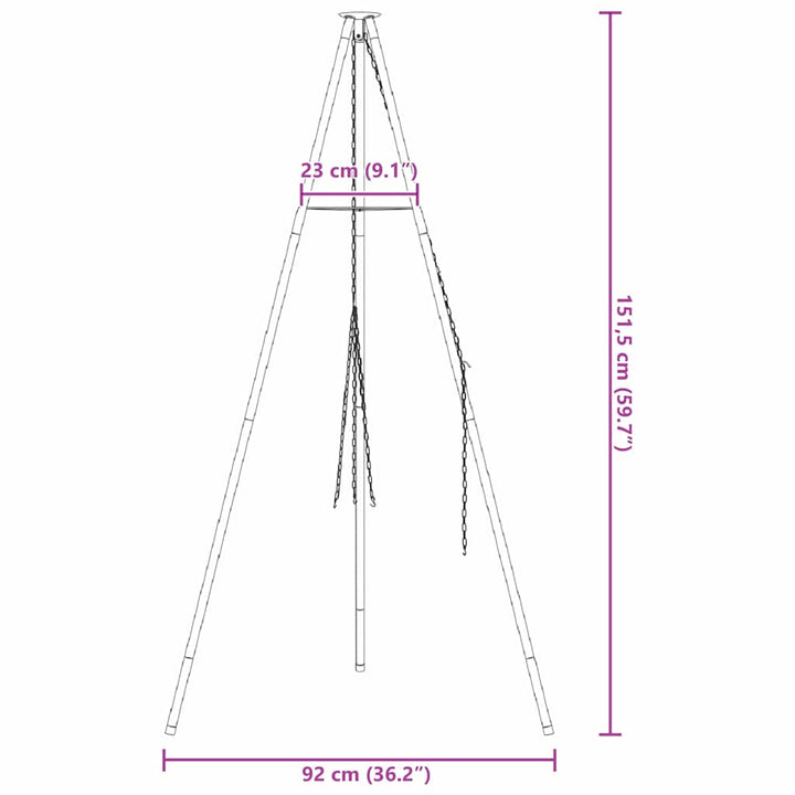 Bål tripod Sort 92 x 92 x 151,5 cm Stål