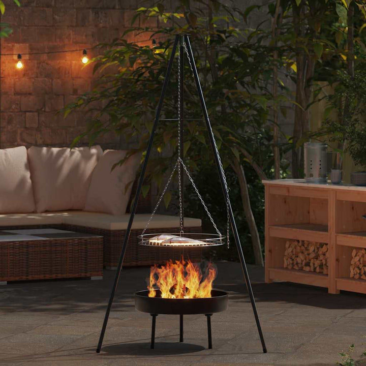 Bål tripod 3 pcs Sort Stål