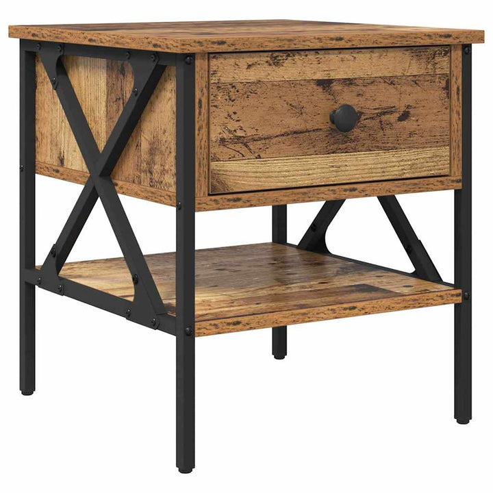 Sengebord med skuffe 2 pcs Gammelt træ 40 x 42 x 45 cm