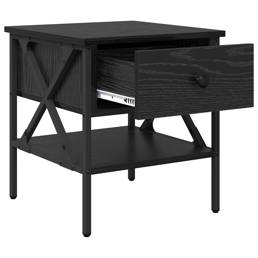 Sengebord 2 pcs Sort eg 40 x 42 x 45 cm Laminat træ og metal