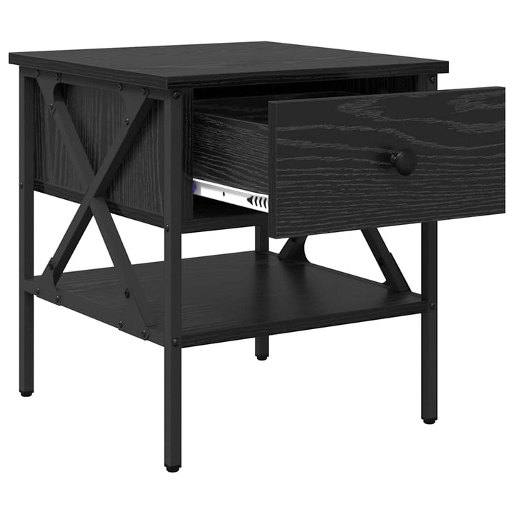 Sengebord 2 pcs Sort eg 40 x 42 x 45 cm Laminat træ og metal