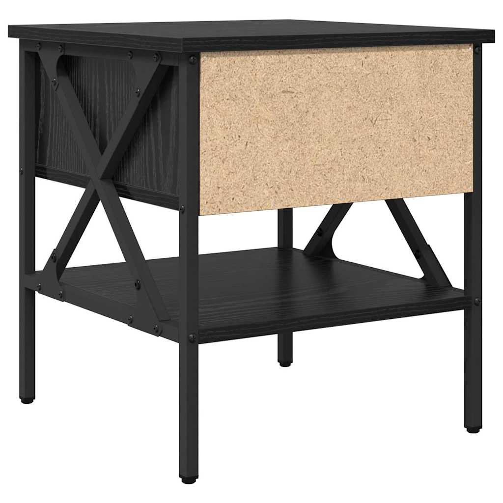 Sengebord 2 pcs Sort eg 40 x 42 x 45 cm Laminat træ og metal