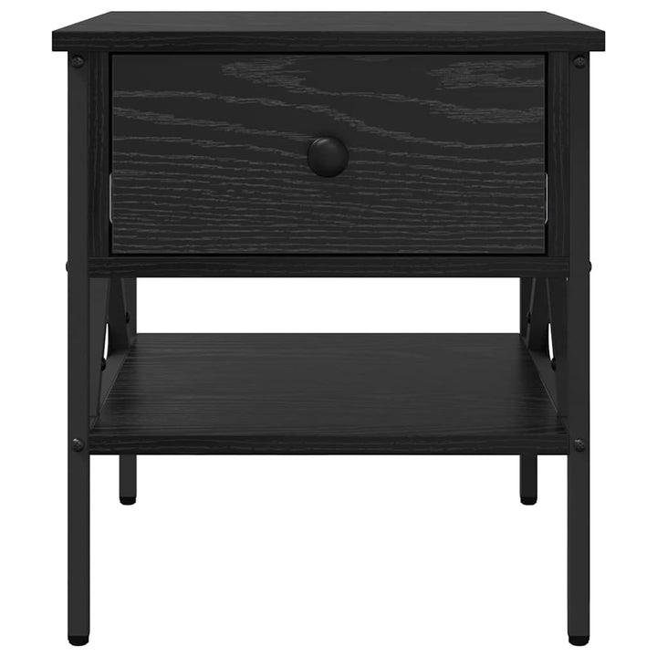 Sengebord 2 pcs Sort eg 40 x 42 x 45 cm Laminat træ og metal