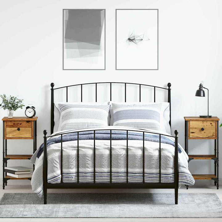 Natskab med skuffe 2 pcs Brun 33,5 x 36 x 70 cm Konstrueret træ